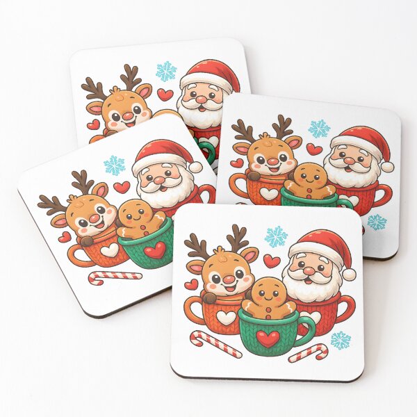 Item preview, Christmas Mugs – Santa, Reindeer & Gingerbread in Cute Cozy Style designed and sold by Les-Ink-Studio.