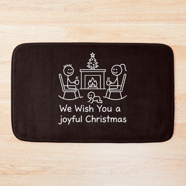 Item preview, We Wish You a Joyful Christmas – Cozy Stick-Figure Family by the Fireplace designed and sold by Les-Ink-Studio.
