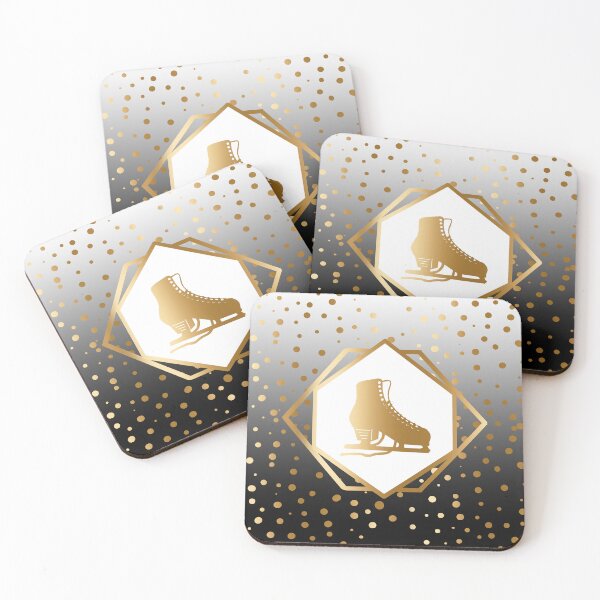 Item preview, Gold Figure Skate with Gold Dots on White to Black Gradient designed and sold by Purposely Designed.