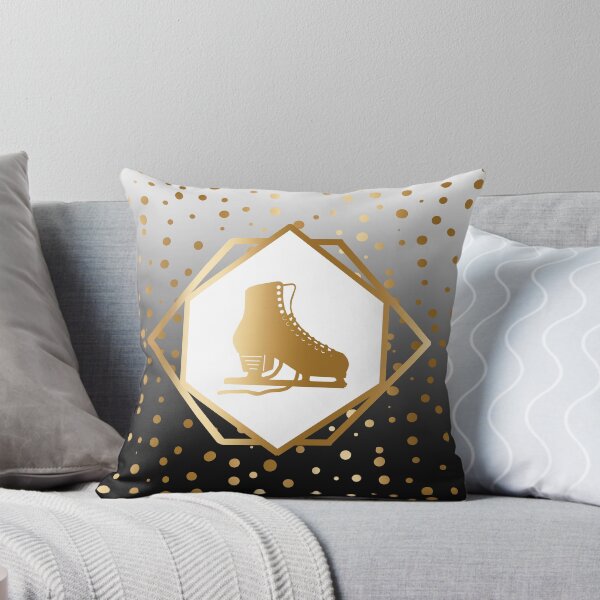 Item preview, Gold Figure Skate with Gold Dots on White to Black Gradient designed and sold by PD-Skating.