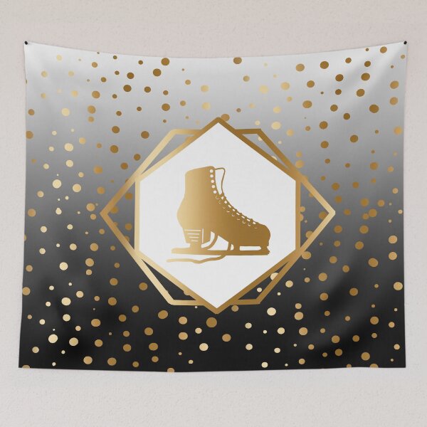 Item preview, Gold Figure Skate with Gold Dots on White to Black Gradient designed and sold by PD-Skating.