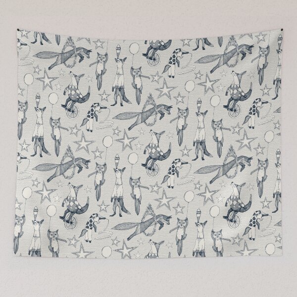 Item preview, foxy circus indigo ivory designed and sold by scrummy.