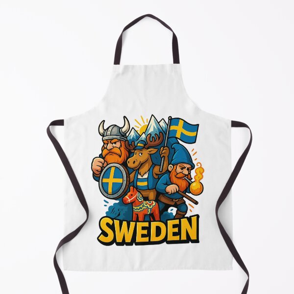 Item preview, Swedish Cliché Cartoon Heroes – Viking, Elk & Dala Horse Illustration designed and sold by janbo93.