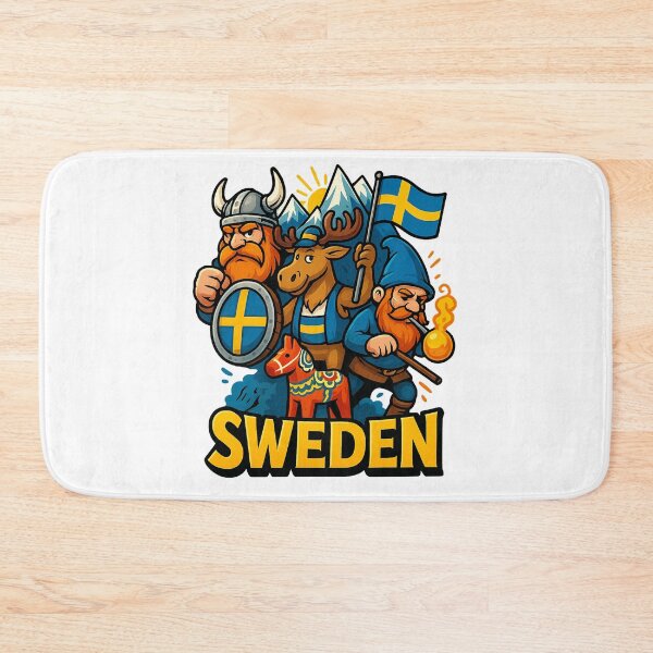 Item preview, Swedish Cliché Cartoon Heroes – Viking, Elk & Dala Horse Illustration designed and sold by janbo93.