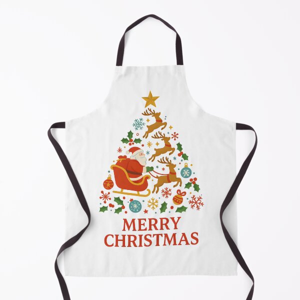 Item preview, Colorful Christmas Tree Silhouette — Santa, Sleigh & Reindeer designed and sold by Les-Ink-Studio.