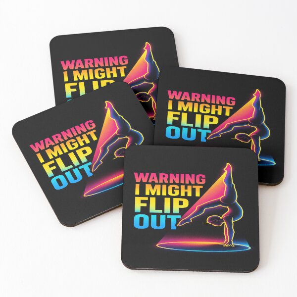 Item preview, Funny Gymnastics Quote Shirt – Neon Handstand Design with 'Warning I Might Flip Out' Text for Athletes designed and sold by Bright Nest Studio.