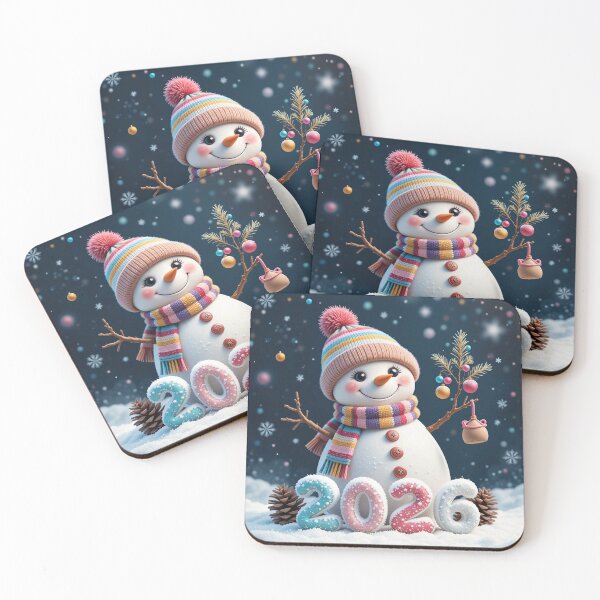Item preview, Cheerful Snowman Winter Scene with Colorful 2026 Numbers – Festive Starry Night Illustration designed and sold by PixelVibe782.