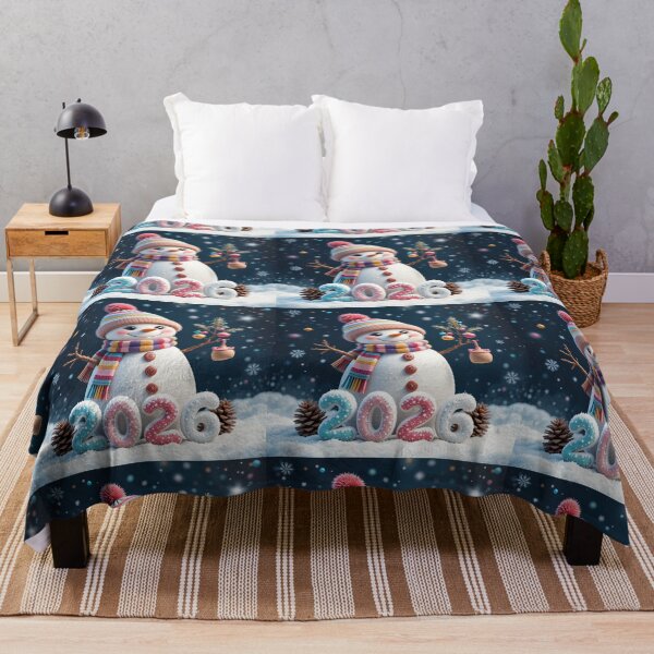 Item preview, Cheerful Snowman Winter Scene with Colorful 2026 Numbers – Festive Starry Night Illustration designed and sold by PixelVibe782.
