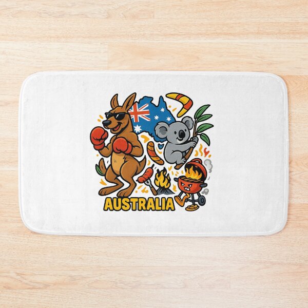 Item preview, Australia Cliché Cartoon Fun – Kangaroo, Koala & BBQ Illustration designed and sold by janbo93.