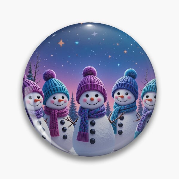 Item preview, Cheerful Snowmen Family Under the Full Moon – Colorful Winter Night Illustration designed and sold by PixelVibe782.