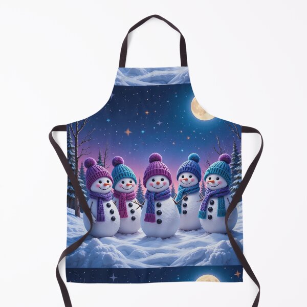 Item preview, Cheerful Snowmen Family Under the Full Moon – Colorful Winter Night Illustration designed and sold by PixelVibe782.
