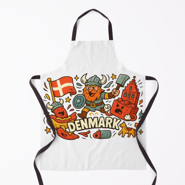 Item preview, Denmark Cartoon Cliché Chaos – Vikings, Hotdog & Danish Icons Illustration designed and sold by janbo93.