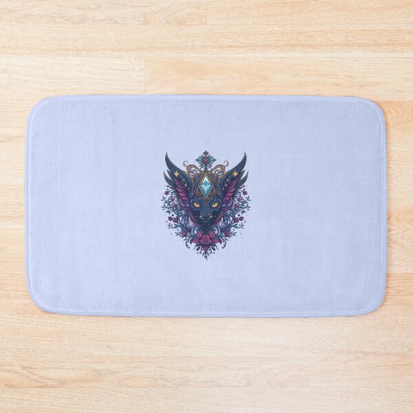 Item preview, Winged Feline Crest: Mystical Cat Emblem with Diamond Crown and Jewel Accents, Symmetrical Fantasy Heraldry designed and sold by HimBoo.