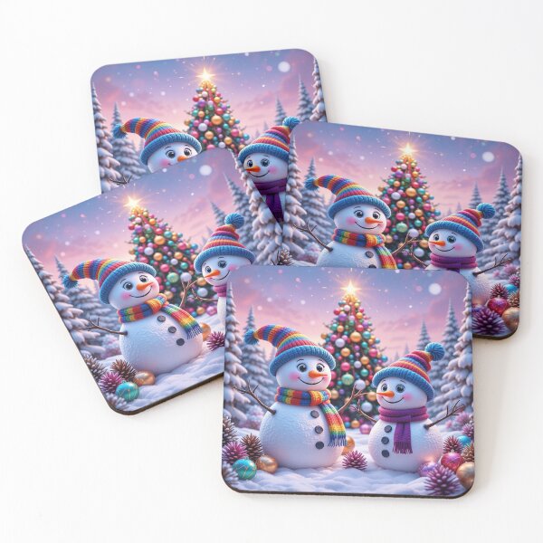 Item preview, Colorful Snowmen Duo in a Magical Winter Wonderland – Festive Christmas Illustration designed and sold by PixelVibe782.