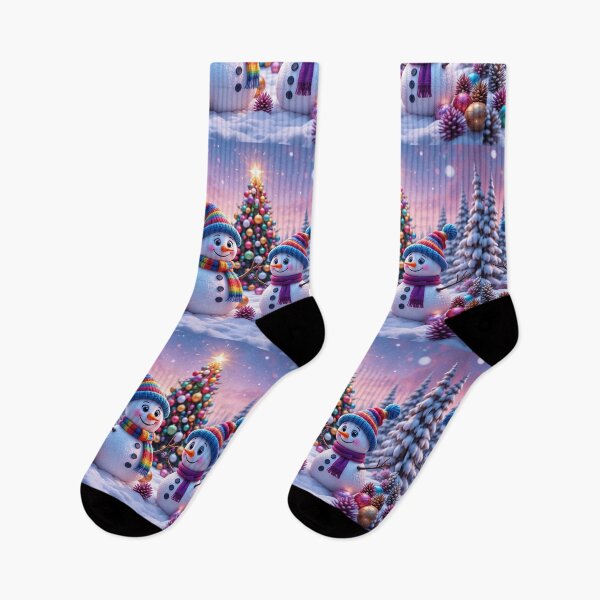 Item preview, Colorful Snowmen Duo in a Magical Winter Wonderland – Festive Christmas Illustration designed and sold by PixelVibe782.