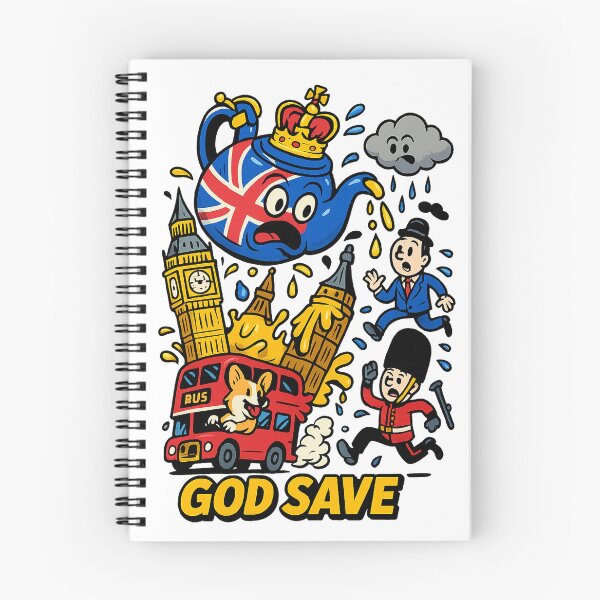 Item preview, God Save UK Cartoon Cliché – Big Ben, Tea Pot & London Chaos Illustration designed and sold by janbo93.