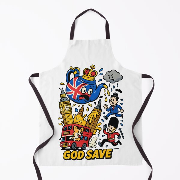 Item preview, God Save UK Cartoon Cliché – Big Ben, Tea Pot & London Chaos Illustration designed and sold by janbo93.