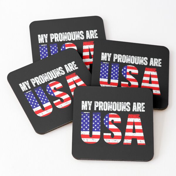 Item preview, Bold USA Pronouns Patriotic Flag Design – Distressed American Identity Statement for Shirts & Stickers designed and sold by Bright Nest Studio.