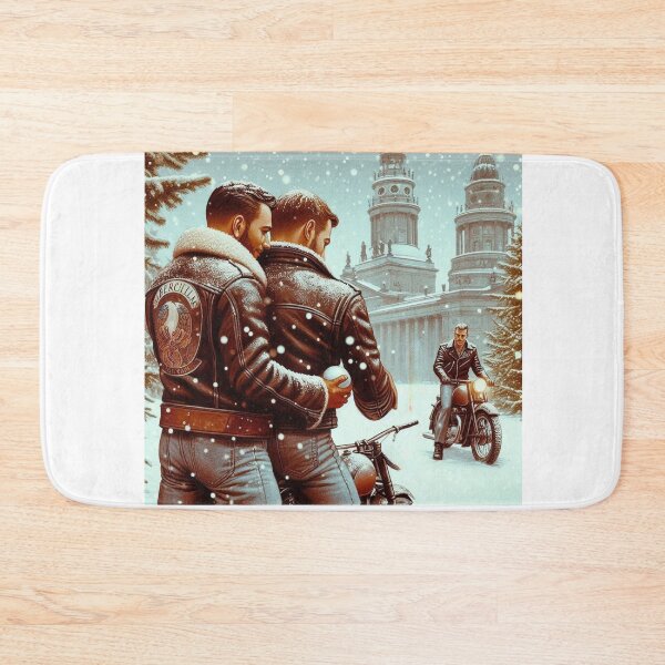 Item preview, Gay White Christmas Rumble Berlin Gay Leather Tom of Finland Tribute Pride Graphic Design designed and sold by ItsAKinkThing.