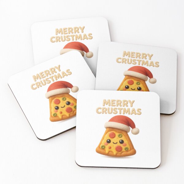 Item preview, Cute Pizza Slice With Santa Hat - Merry Crustmas | Kawaii Fun Christmas Art designed and sold by Moons Studio.