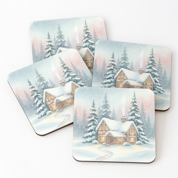 Item preview, “Cozy Cottage in Winter Snowfall” designed and sold by digisetumedia.