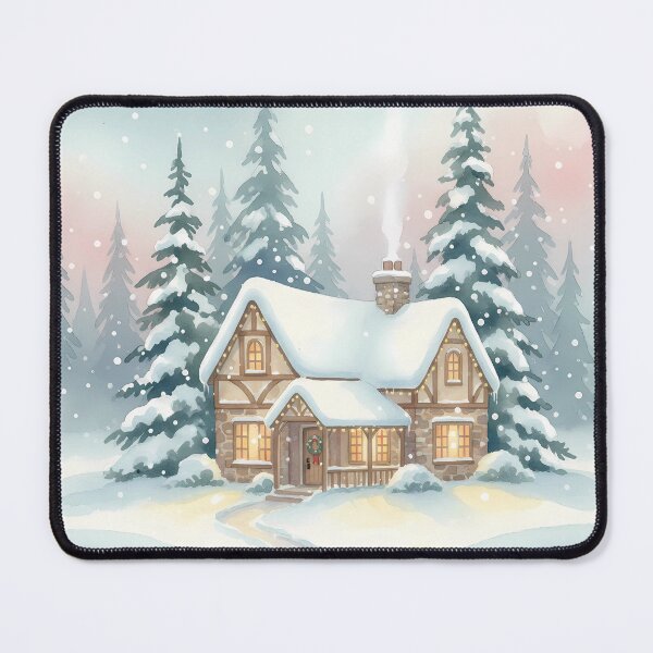 Item preview, “Cozy Cottage in Winter Snowfall” designed and sold by digisetumedia.