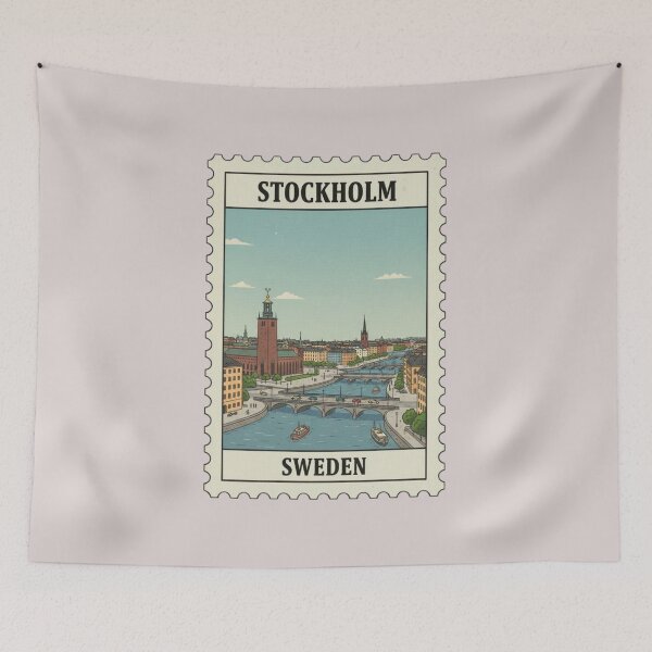 Item preview, Vintage stockholm sweden city stamp designed and sold by allaboutstamps.