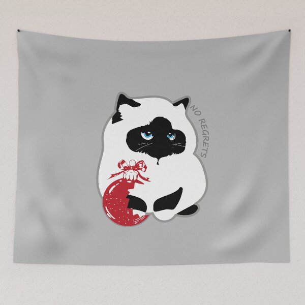 Item preview, NO REGRETS Christmas Cat - Funny Birman Cat Holiday Meme designed and sold by SKETCHYANDGRAPHIC.
