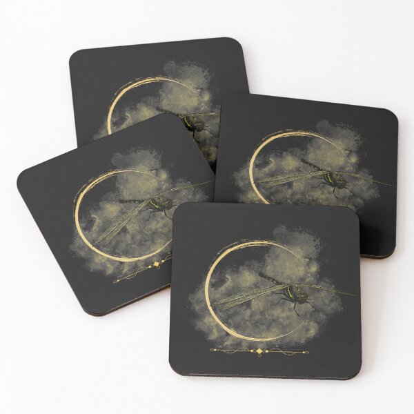 Item preview, Flying dragonfly in a golden circle designed and sold by Lovelalaland.
