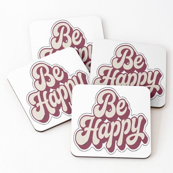 Item preview, Retro Be Happy Vinyl Sticker Design with Bold Script Typography and Realistic Glossy Finish designed and sold by ARTCREATESHOP.