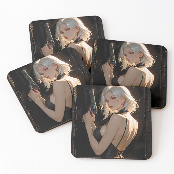 Item preview, Femme Fatale Anime Assassin Girl in Black Dress designed and sold by BorgSpareParts.