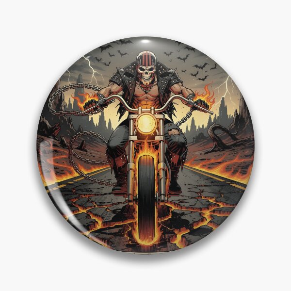 Item preview, Hellbound Biker Skull Crest Emblem designed and sold by Mellow-Design.