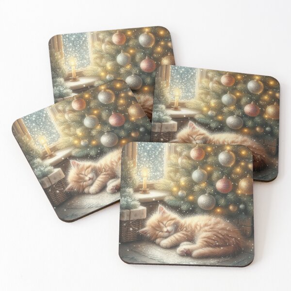 Item preview, Cute kitten and decorated pine tree designed and sold by Dali RB.
