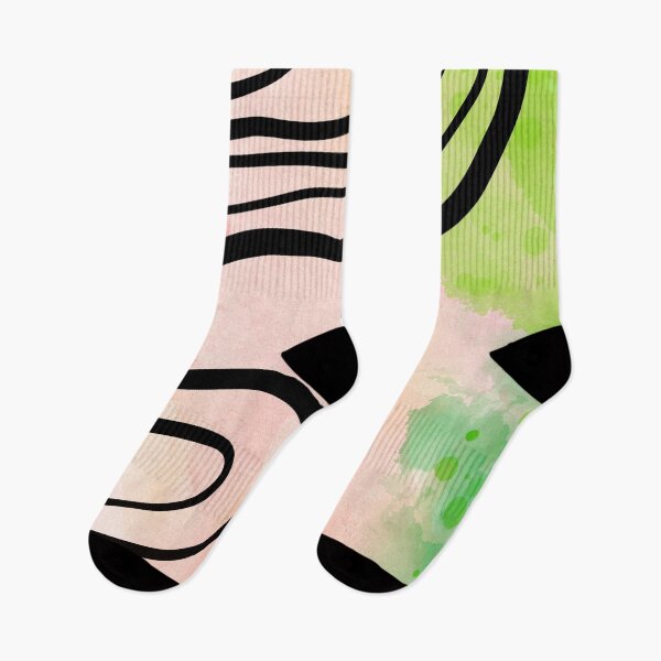 Item preview, Colorful abstract watercolor background with wavy black lines and soft artistic bubbles designed and sold by RokaCircles.
