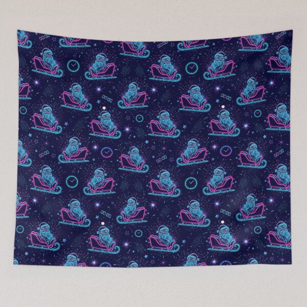 Item preview, Neon Santa Seamless new year Pattern designed and sold by Meemaart.