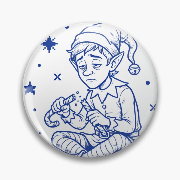 Item preview, Royal Blue Line-Art Elf Sticker Design with Funny Holiday Error Message designed and sold by DiNata.