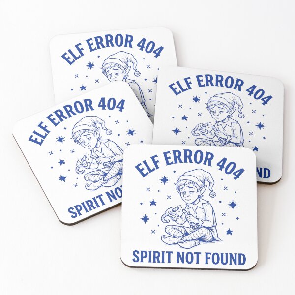 Item preview, Royal Blue Line-Art Elf Sticker Design with Funny Holiday Error Message designed and sold by DiNata.