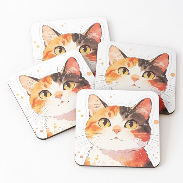 Item preview, Watercolor Calico Cat, Cute Tricolor Cat Art Print, Kawaii Kitty Headshot Illustration, Pet Lover Gift designed and sold by Cherrydora.