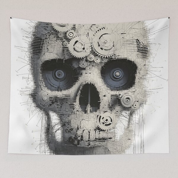 Item preview, Steampunk Skull Gears Wires Mechanical Grunge Art designed and sold by Shoot-The-Moon.