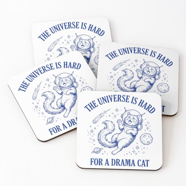 Item preview, Royal Blue Drama Cat Space Illustration with Retro Floating Design designed and sold by DiNata.