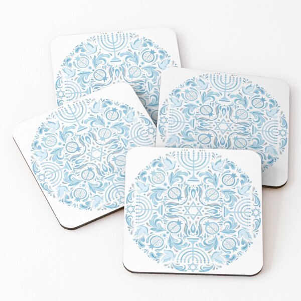 Item preview, Blue Hanukkah Mandala Star of David Menorah designed and sold by FestiveFuel.