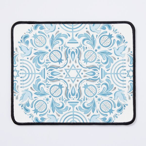 Item preview, Blue Hanukkah Mandala Star of David Menorah designed and sold by FestiveFuel.