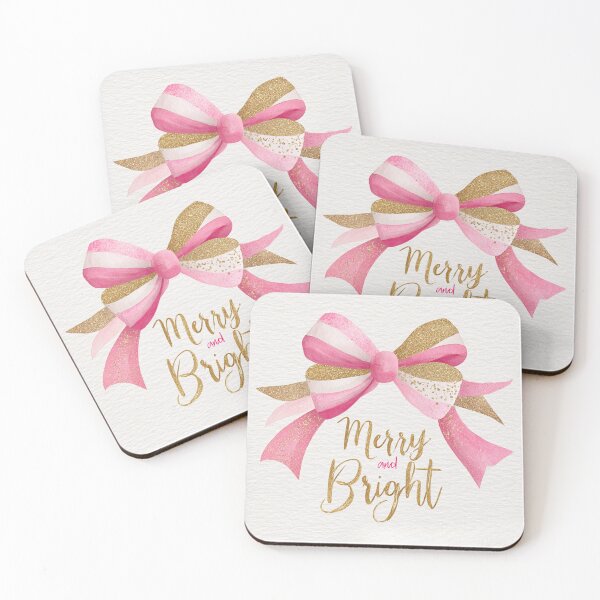 Item preview, Pink and gold bow Merry and Bright designed and sold by MendaciousMina.