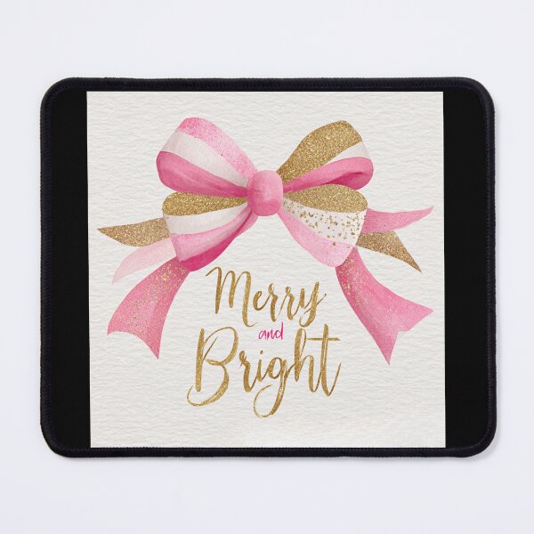 Item preview, Pink and gold bow Merry and Bright designed and sold by MendaciousMina.