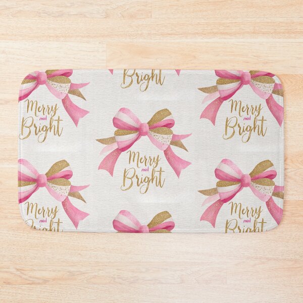 Item preview, Pink and gold bow Merry and Bright designed and sold by MendaciousMina.