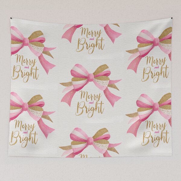 Item preview, Pink and gold bow Merry and Bright designed and sold by MendaciousMina.