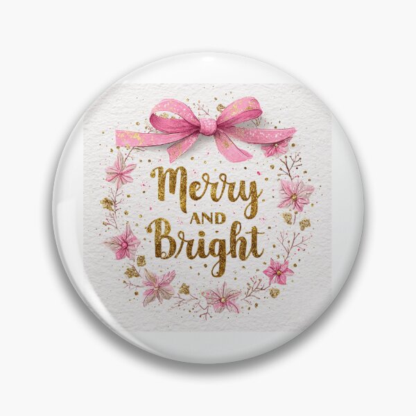 Item preview, Pink and gold bow Merry and Bright designed and sold by MendaciousMina.