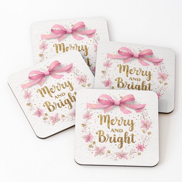 Item preview, Pink and gold bow Merry and Bright designed and sold by MendaciousMina.