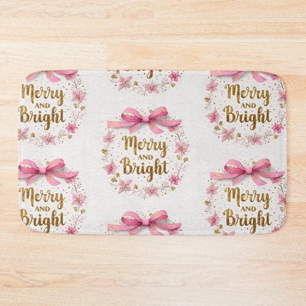 Item preview, Pink and gold bow Merry and Bright designed and sold by MendaciousMina.