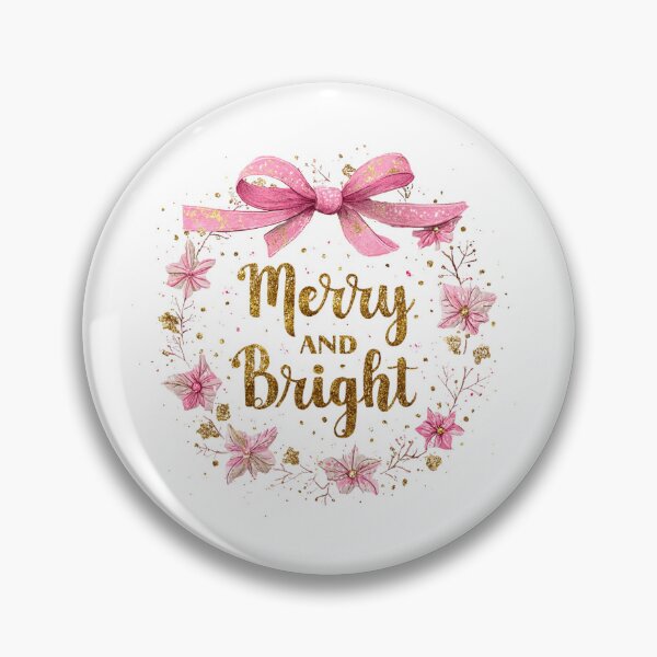 Item preview, Pink and gold bow Merry and Bright designed and sold by MendaciousMina.
